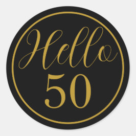 Adesivo Redondo Elegant Hello 50 Birthday Design