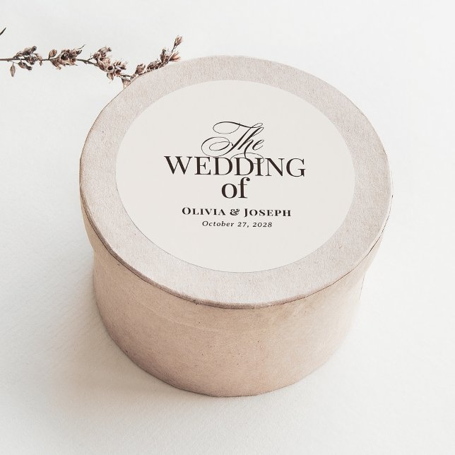 Adesivo Redondo Elegant Ivory and Brown | Luxe Neutral Wedding (Criador carregado)
