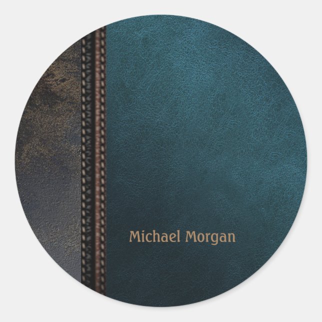 Adesivo Redondo Elegant Luxury Green Brown Leather Look (Frente)