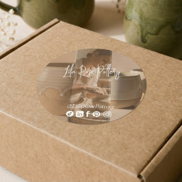 Adesivo Redondo Elegant Minimal Pottery Photo Collage Packaging