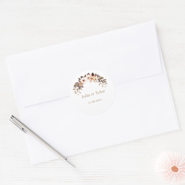 Adesivo Redondo Elegant Minimal Wedding Sticker (Envelope)