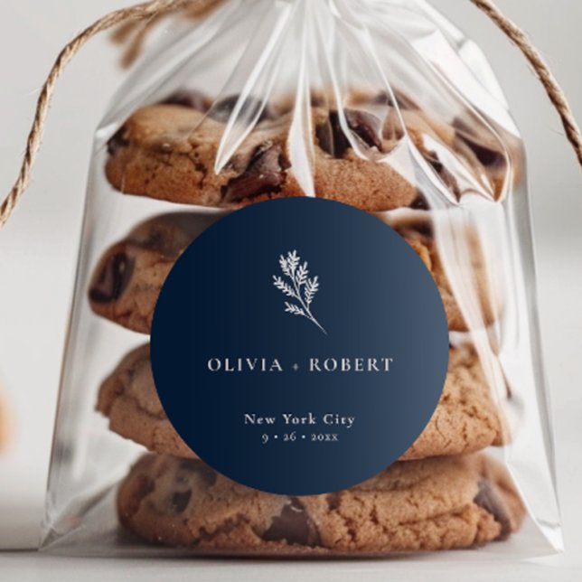 Adesivo Redondo Elegant Minimalist Botanical Wedding (Criador carregado)