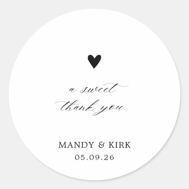 Adesivo Redondo Elegant Modern Calligraphy Wedding Favor Sticker (Frente)