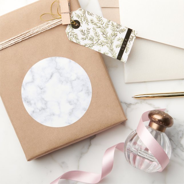 Adesivo Redondo Elegant Modern White Marble (Presentear)