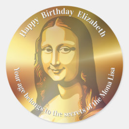 Adesivo Redondo Elegant Mona Lisa Gioconda Leonardo Da Vinci
