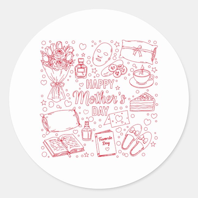 Adesivo Redondo Elegant Mother’s Day Artwork (Frente)
