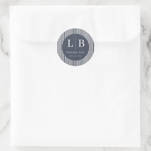 Adesivo Redondo Elegant Navy Thank You Card (Bolsa)