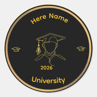 Adesivo Redondo Elegant One Line Art Graduate ,Stiker