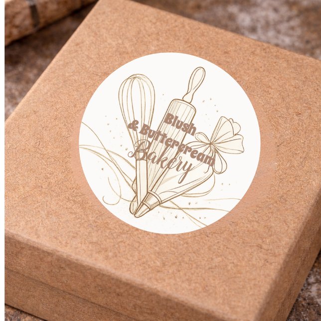 Adesivo Redondo Elegant Pastel Bakery Branding (Criador carregado)
