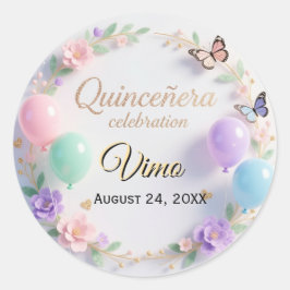 Adesivo Redondo Elegant Pastel Quinceañera Stickers