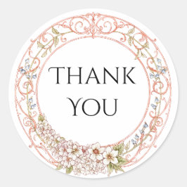 Adesivo Redondo Elegant Pastel Vintage Floral Arch Wedding 