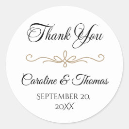 Adesivo Redondo Elegant Pearl Gold Script Wedding Romantic Pearls