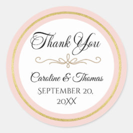 Adesivo Redondo Elegant Pearl Gold Script Wedding Romantic Pearls