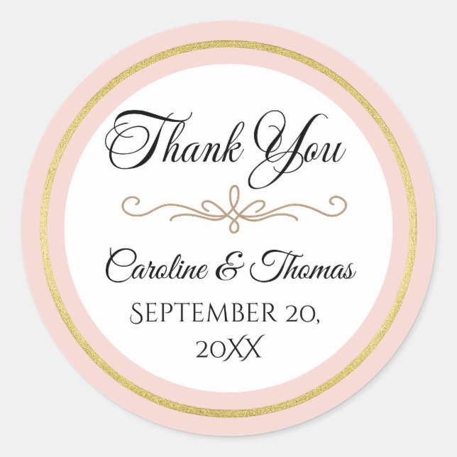 Adesivo Redondo Elegant Pearl Gold Script Wedding Romantic Pearls (Frente)