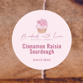 Adesivo Redondo Elegant Pink Cupcake Bakery Product