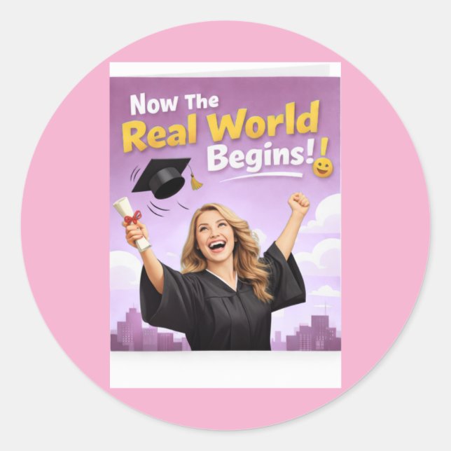 Adesivo Redondo Elegant Pink Floral Graduation Party sticker (Frente)