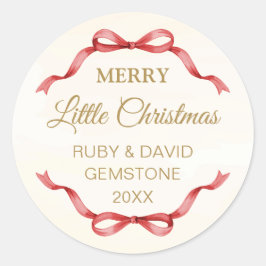 Adesivo Redondo Elegant Red Bow Merry Christmas Round Sticker