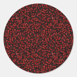 Adesivo Redondo Elegant Red Confetti on Black Glitter Style