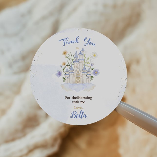 Adesivo Redondo Elegant Royal Princess Castle Birthday Party  (Criador carregado)