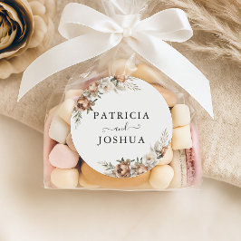 Adesivo Redondo Elegant Rustic Boho Wedding Classic Round Sticker