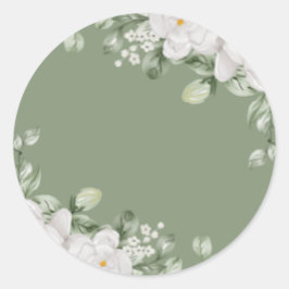 Adesivo Redondo Elegant Sage Green Botanical Wedding Seal