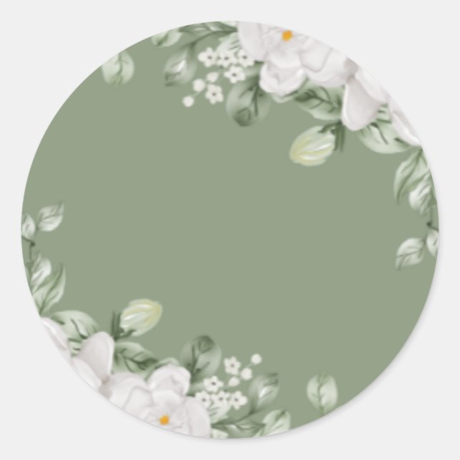 Adesivo Redondo Elegant Sage Green Botanical Wedding Seal (Frente)