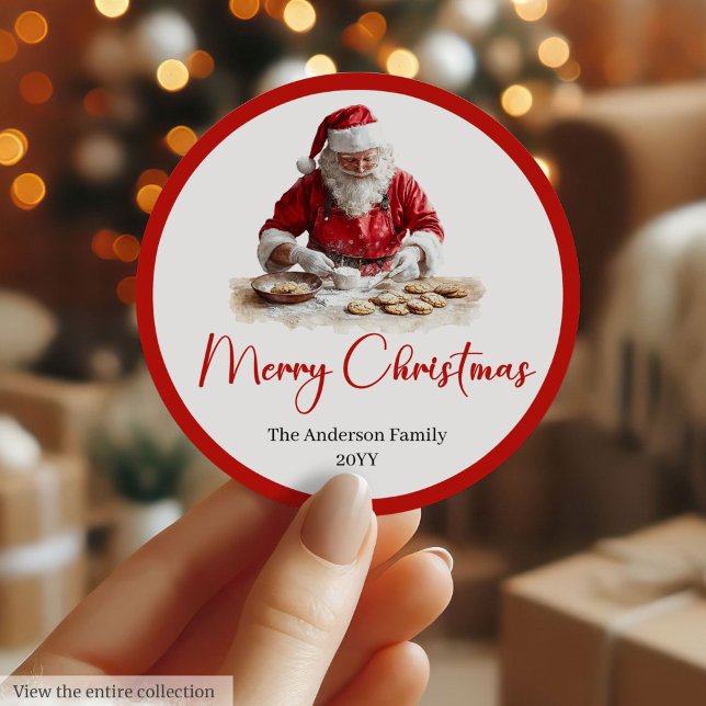 Adesivo Redondo Elegant Santa Claus Gift Label Sticker Template (Elegant Santa Claus Gift Label Sticker Template)
