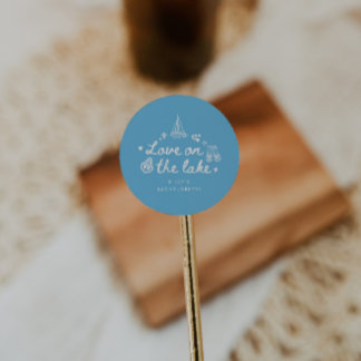 Adesivo Redondo Elegant Script Blue Lake Bachelorette Party