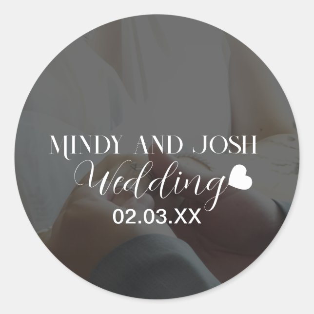 Adesivo Redondo Elegant Script Heart Photo  (Frente)