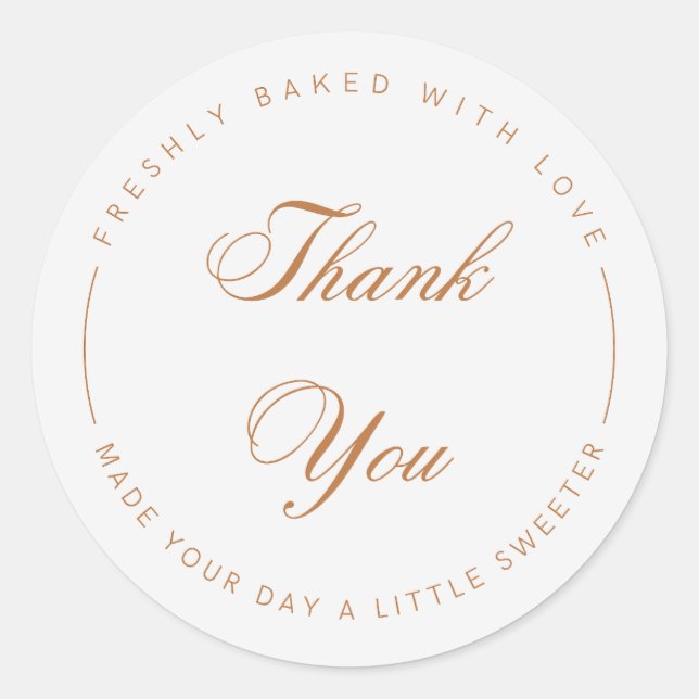 Adesivo Redondo Elegant Script Thank You Bakery Sticker (Frente)