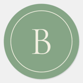 Adesivo Redondo Elegant Simple Sage Monogram Envelope Seal