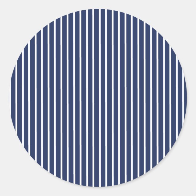 Adesivo Redondo Elegant Stripes White - Navy Blue (Frente)