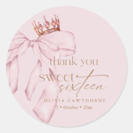 Adesivo Redondo Elegant Sweet 16 Blush Pink Birthday 
