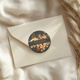 Adesivo Redondo Elegant Taupe Floral Wedding Round Sticker