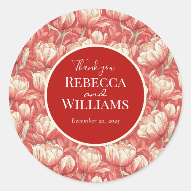 Adesivo Redondo Elegant Tulip Sparkle Seaside Wedding (Frente)