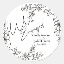 Adesivo Redondo Elegant Typography we're engaged