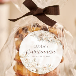 Adesivo Redondo Elegant Watercolor Floral Quinceañera Favor