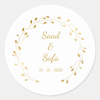 Adesivo Redondo Elegant wedding envelop seal Editable stickers 