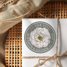 Adesivo Redondo Elegant White & Green Floral