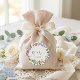 Adesivo Redondo Elegant Wildflower Wedding Thank You Favor