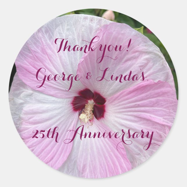 Adesivo Redondo Elegante, 25, Aniversário, Clássico (Frente)