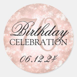 Adesivo Redondo Elegante 70 Birthday Copper Winter Wonderland