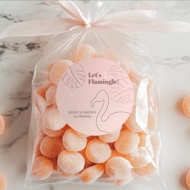 Adesivo Redondo Elegante Abstrato deixa flamingle (Ready to stand out from the crowd? Say goodbye to boring mingling and hello to flamboyant flamingle!)