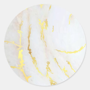 Adesivo Redondo Elegante Adicione Seu Texto Mármore Dourado Modelo