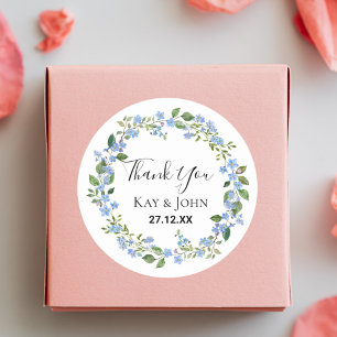 Adesivo Redondo Elegante Agradecimento de Casamento Personalizado 