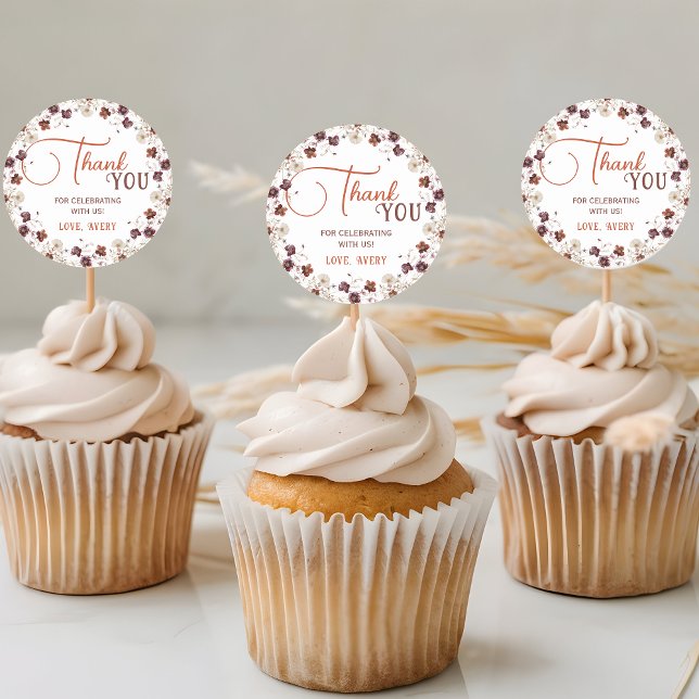 Adesivo Redondo Elegante Agradecimento de Chá de Bebê Floral (Criador carregado)