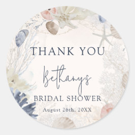 Adesivo Redondo Elegante Agradecimento de Chuveiro de Noiva Náutic