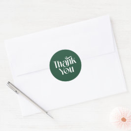 Adesivo Redondo Elegante Agradecimento Serif Deep Pine Decorativo