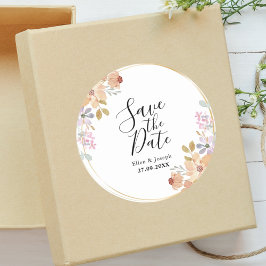Adesivo Redondo Elegante Água-forte Verde Casamento Salve A Data