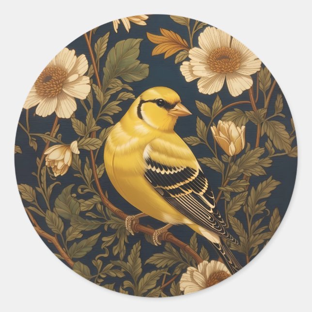Adesivo Redondo Elegante American Goldfinch (Frente)